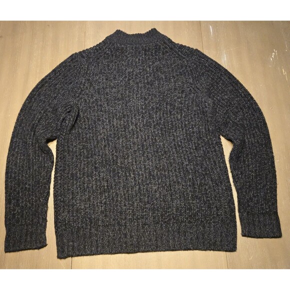 F&F Mens Black Grey Marl Chunky Wool Blend Knit Zip Front Cardigan Size Large - Picture 5 of 5